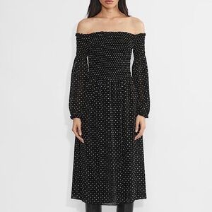 Aritzia Wilfred Margaret Long Sleeve Off-Shoulder Midi Dress, NEW